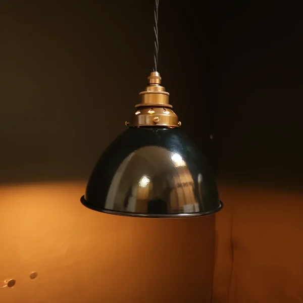 Black Dome Pendant on OLD BRASS