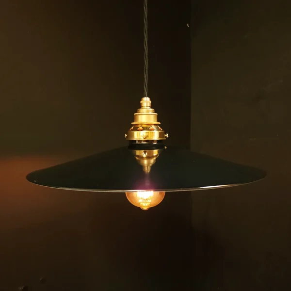 Black Flat Pendant on NEW BRASS