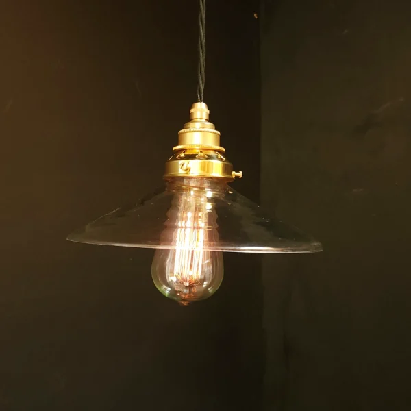 Clear Flat Pendant on NEW BRASS