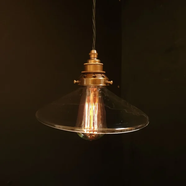 Clear Flat Pendant on OLD BRASS